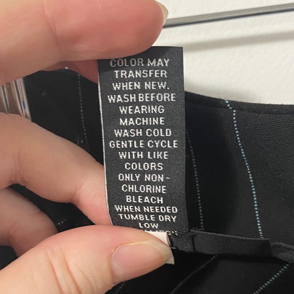 INC Black with Teal Pinstripes Short A-Line Skirt - Picture 6 of 6